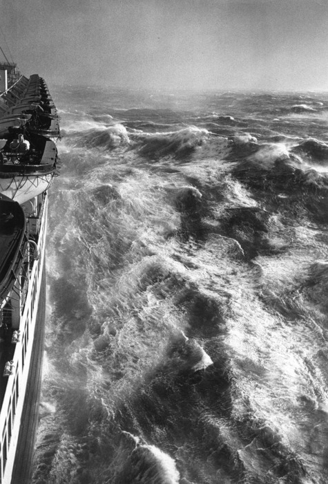 Hurricane in the Atlantic 1948 photographed from the Queen Elizabeth